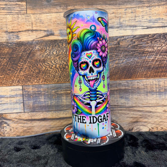 The IDGAF Tumbler - Black light Activated Ink.