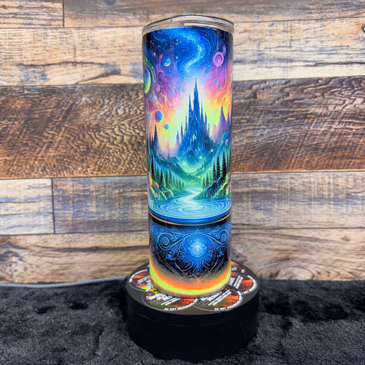 Halloween Cauldron Tumbler - Black light Activated Ink.