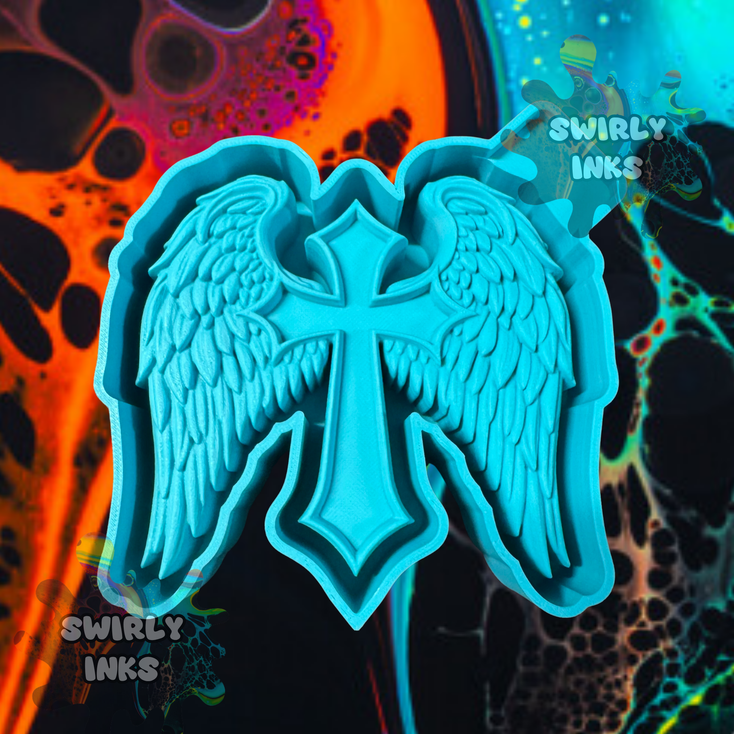 3D Angel Wings Cross Freshie Mold