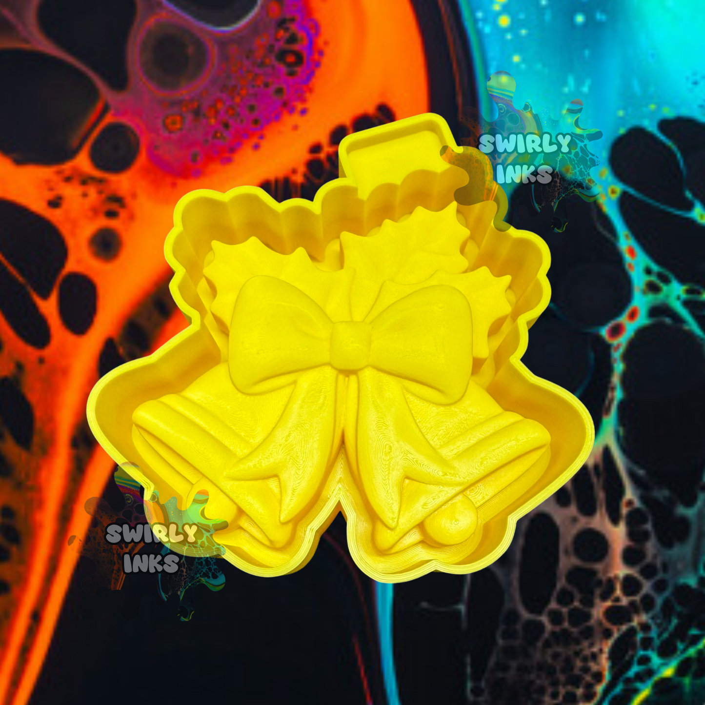 3D Bells with Bow Freshie Mold