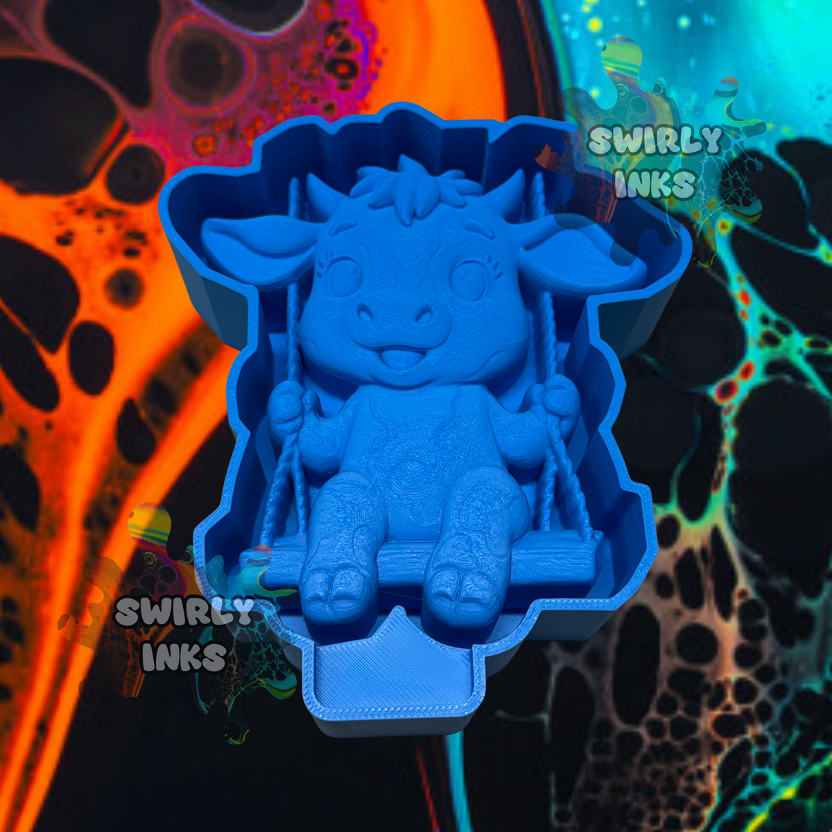 3D Cow on Swing Freshie Mold