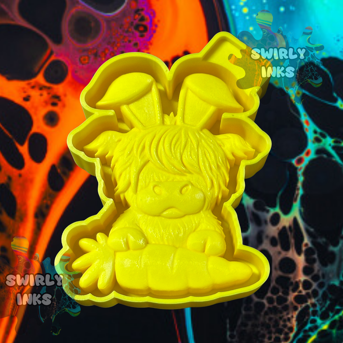 3D Cow with Bunny Ears and Carrot Freshie Mold