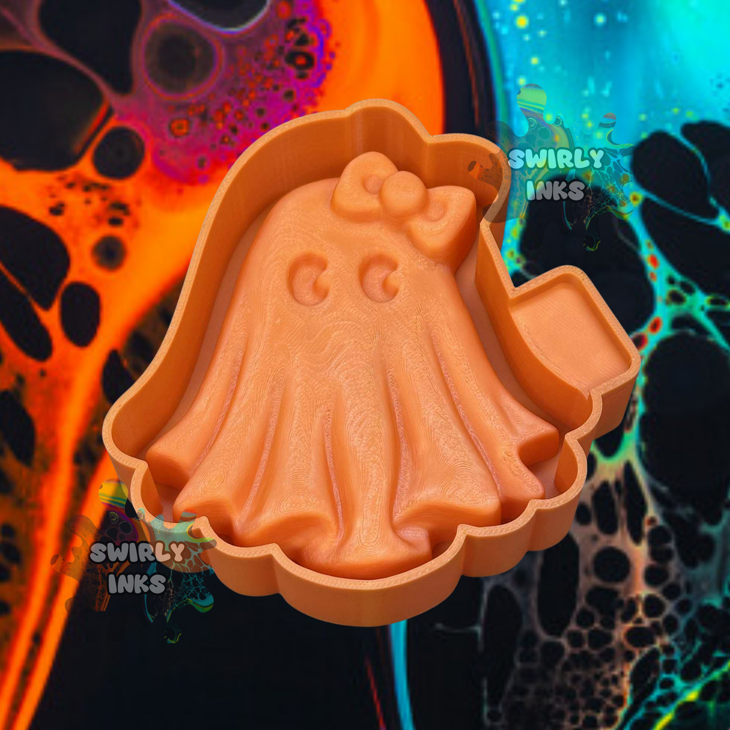 3D Ghost with Bow Freshie Mold