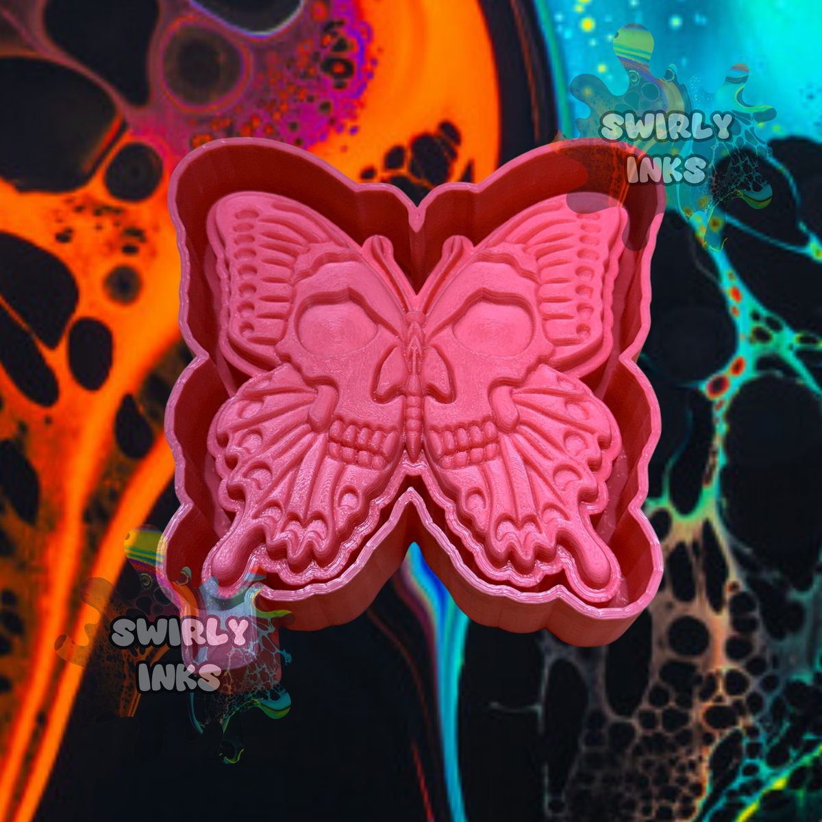 3D Gothic Butterfly Skull Freshie Mold