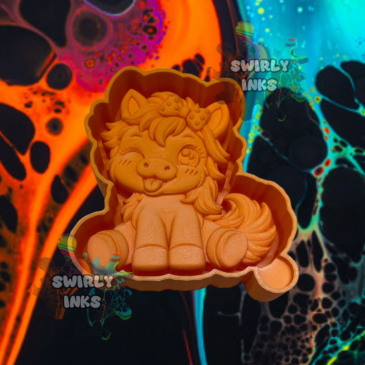 3D Horse with Bow Freshie Mold