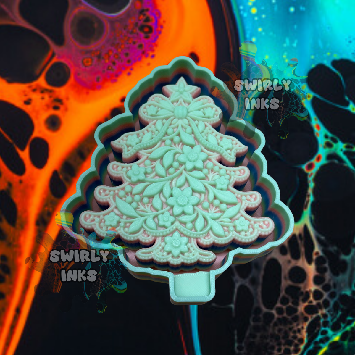3D Lace Style Christmas Tree Freshie Mold