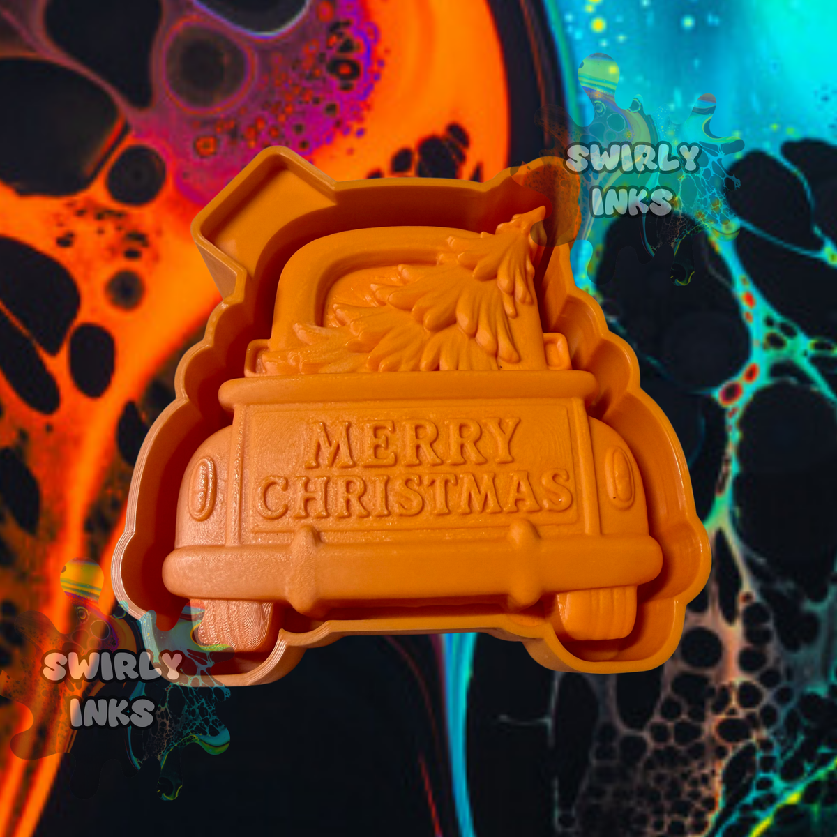 3D Merry Christmas Truck Freshie Mold