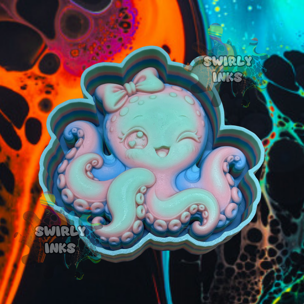 3D Octopus with Bow Freshie Mold