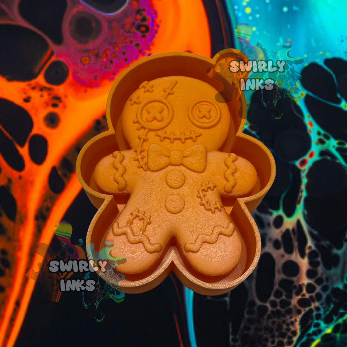 3D Patchwork Gingerbread Man Freshie Mold