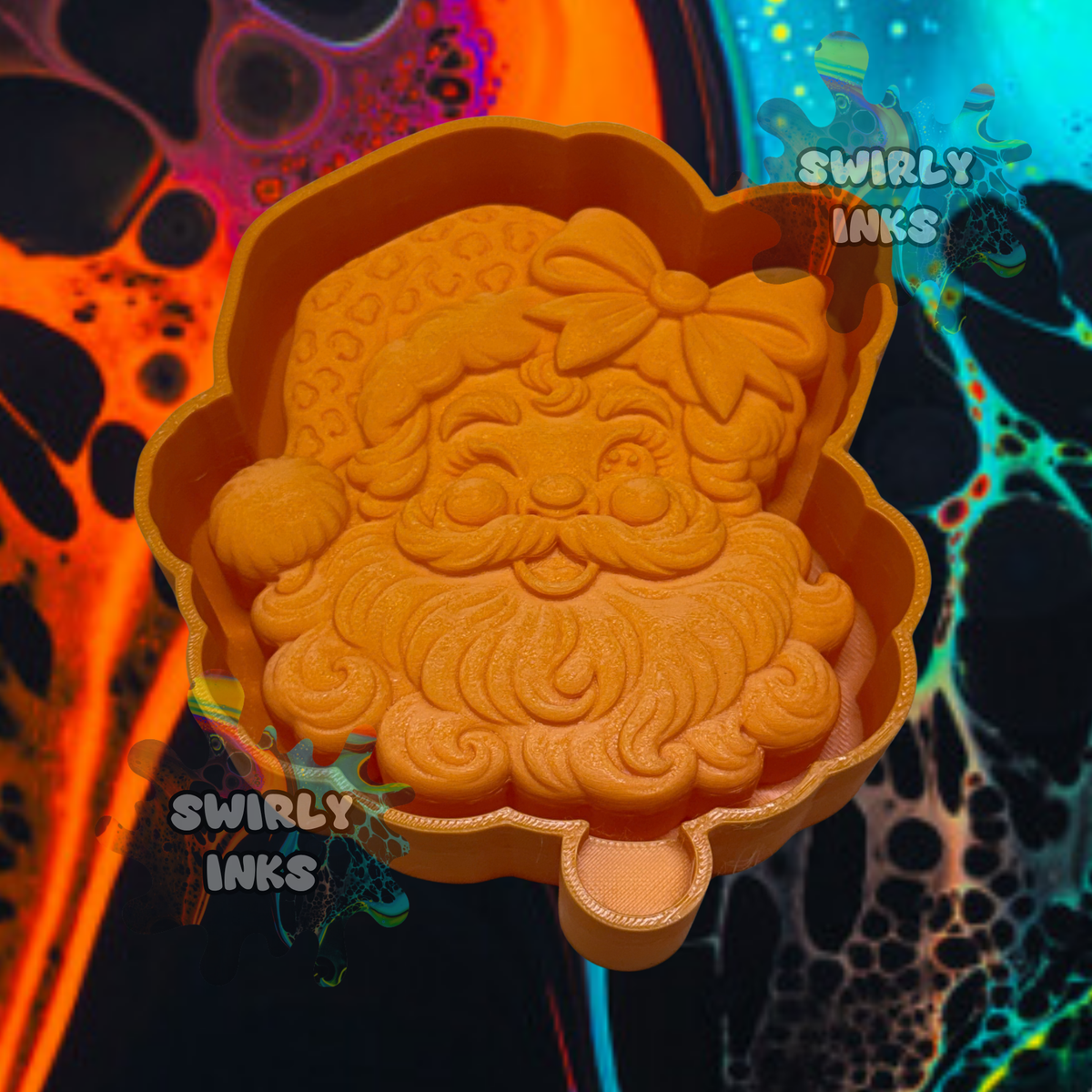 3D Santa Leopard Hat with Bow Freshie Mold