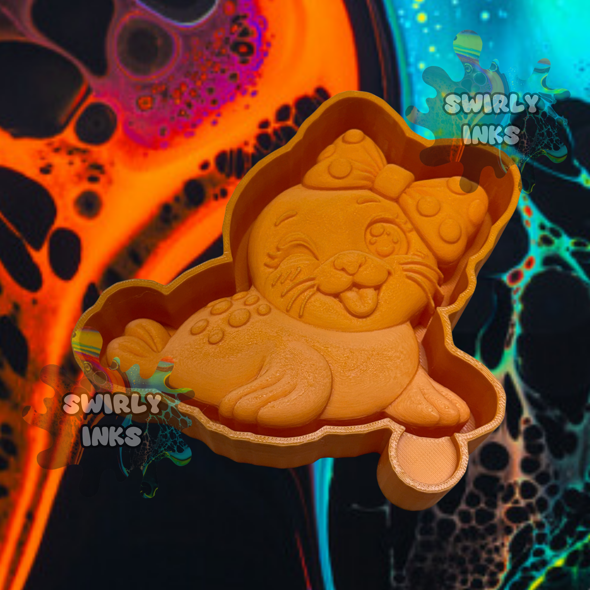 3D Seal with Bow Freshie Mold