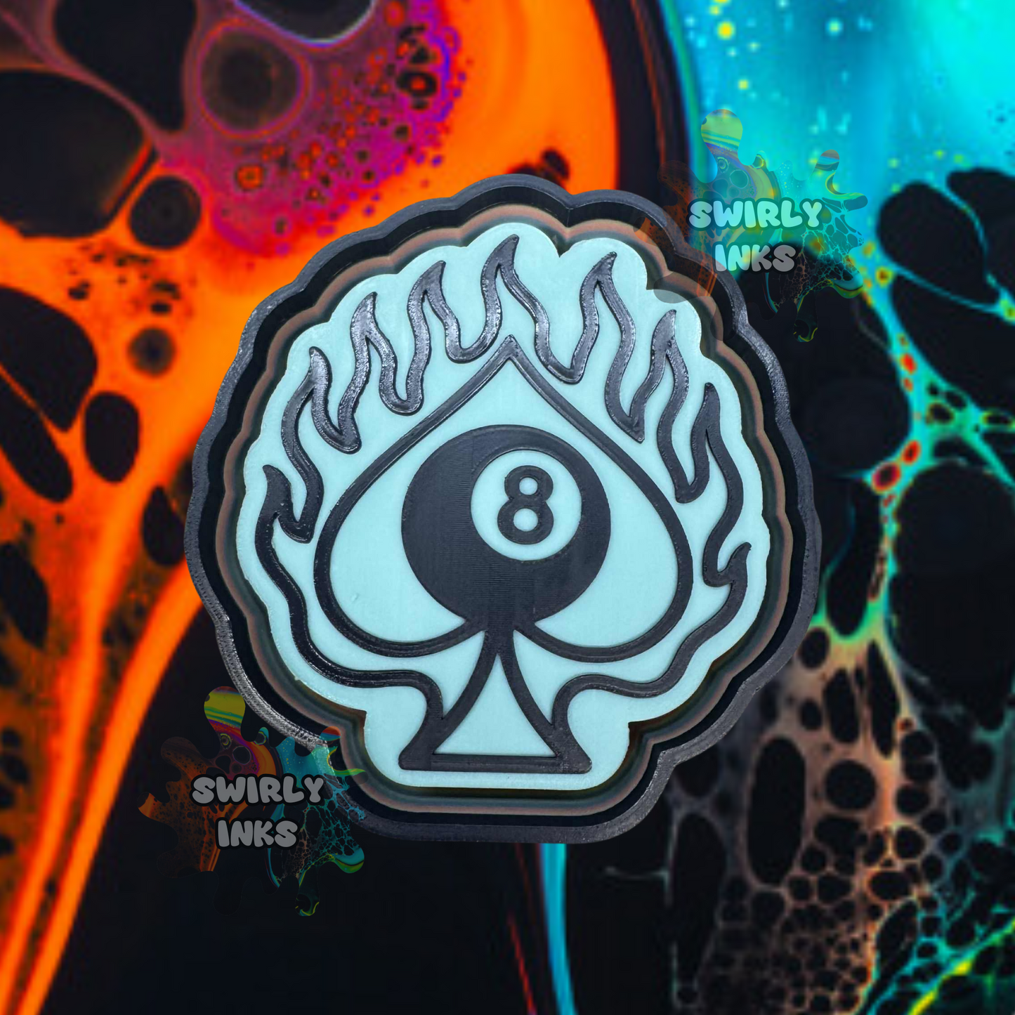 8 Ball Spade Flames Freshie Mold