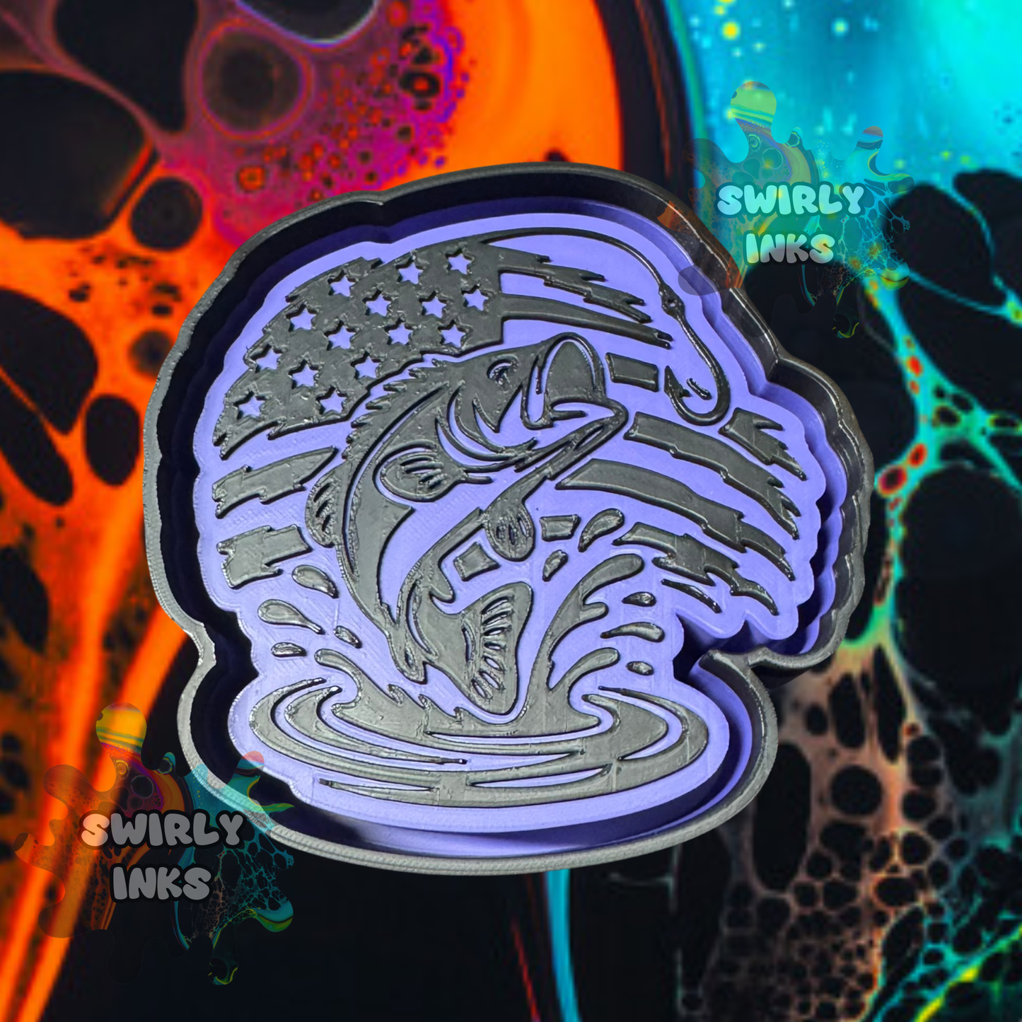 Bass with Flag & Hook Freshie Mold