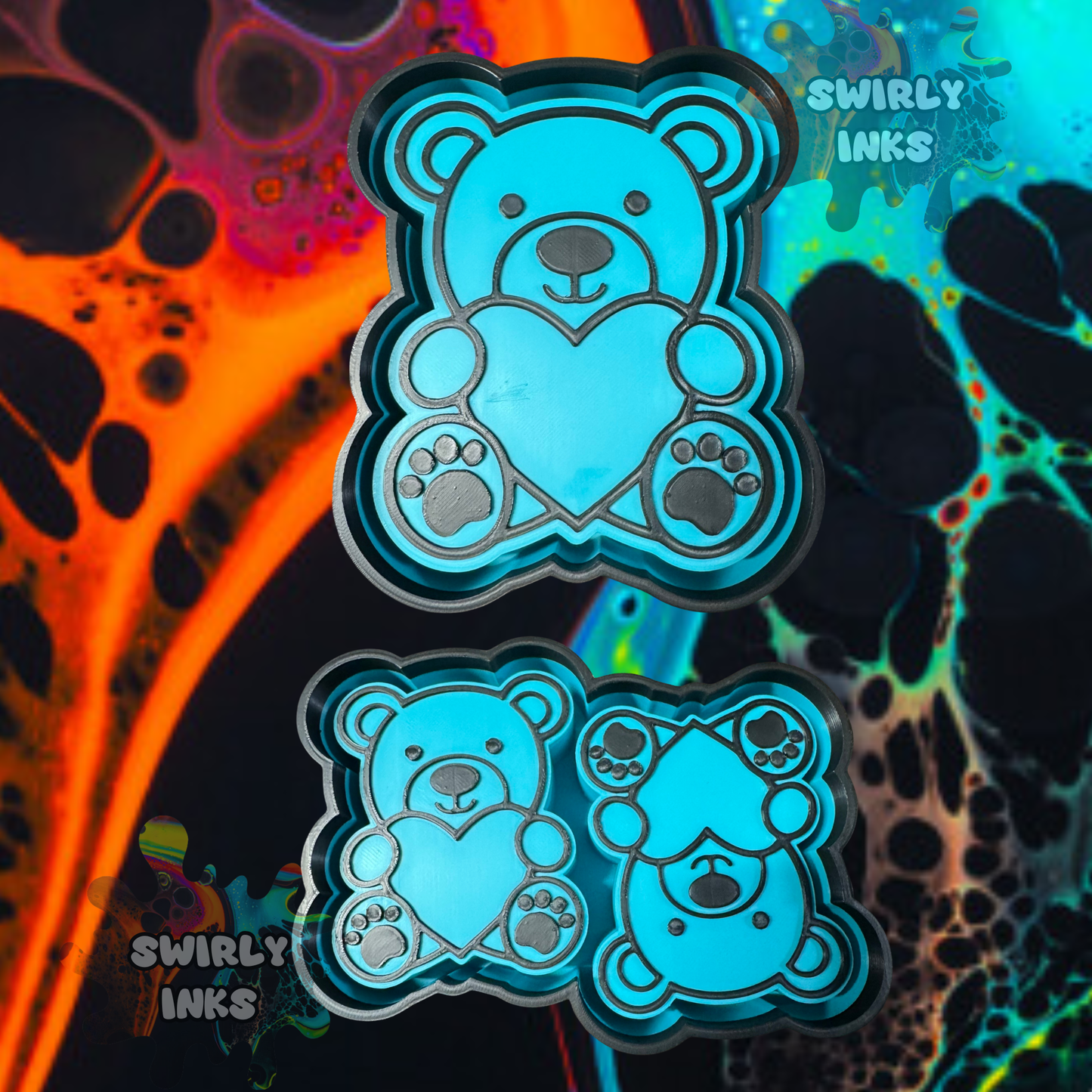 Teddy Bear with Heart Set Freshie Mold