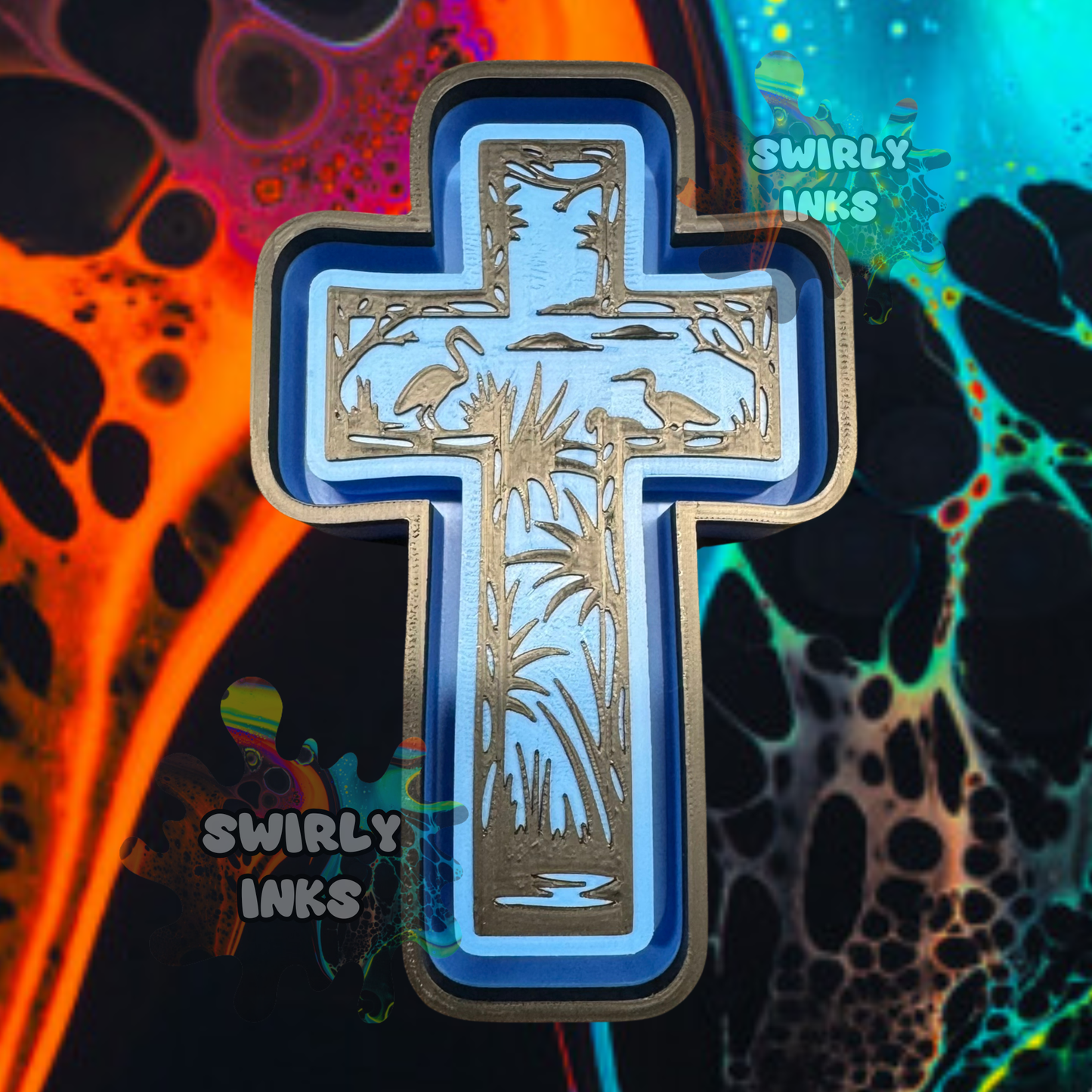 Birds Palms Cross Freshie Mold