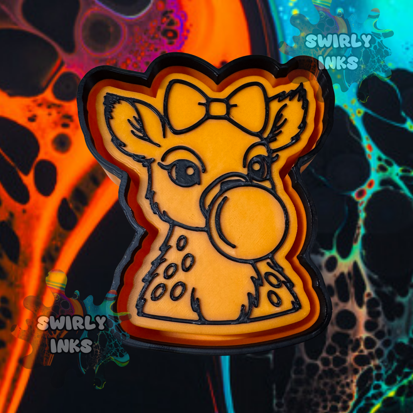 Bubble Gum Deer with Bow Freshie Mold