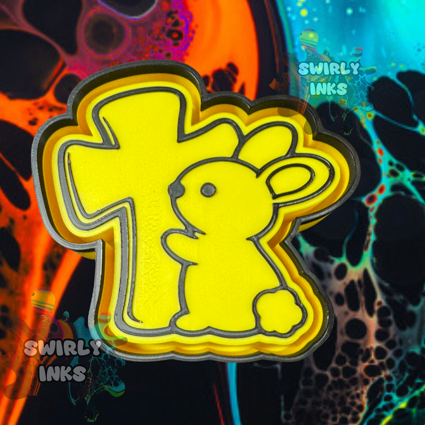 Bunny with Cross Freshie Mold