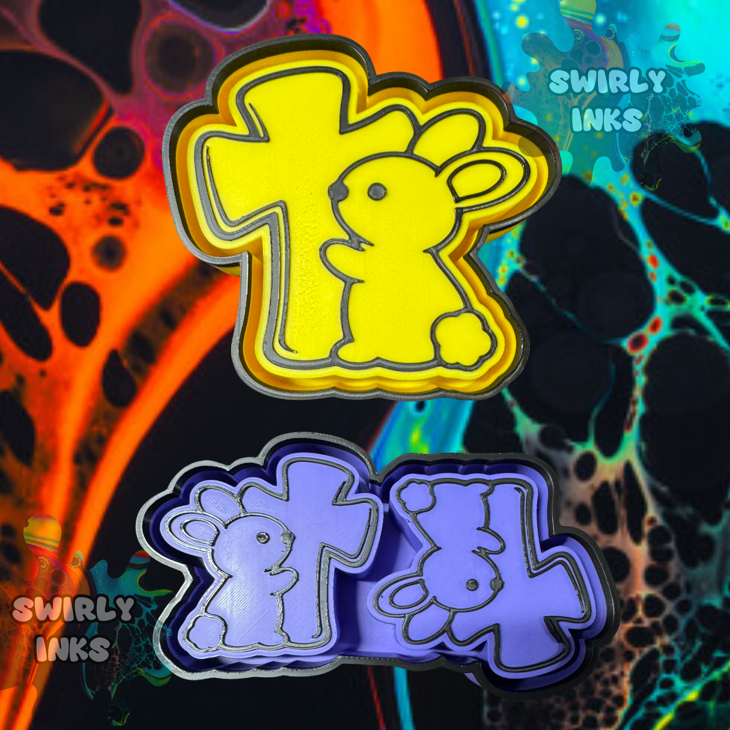 Bunny with Cross Set Freshie Mold