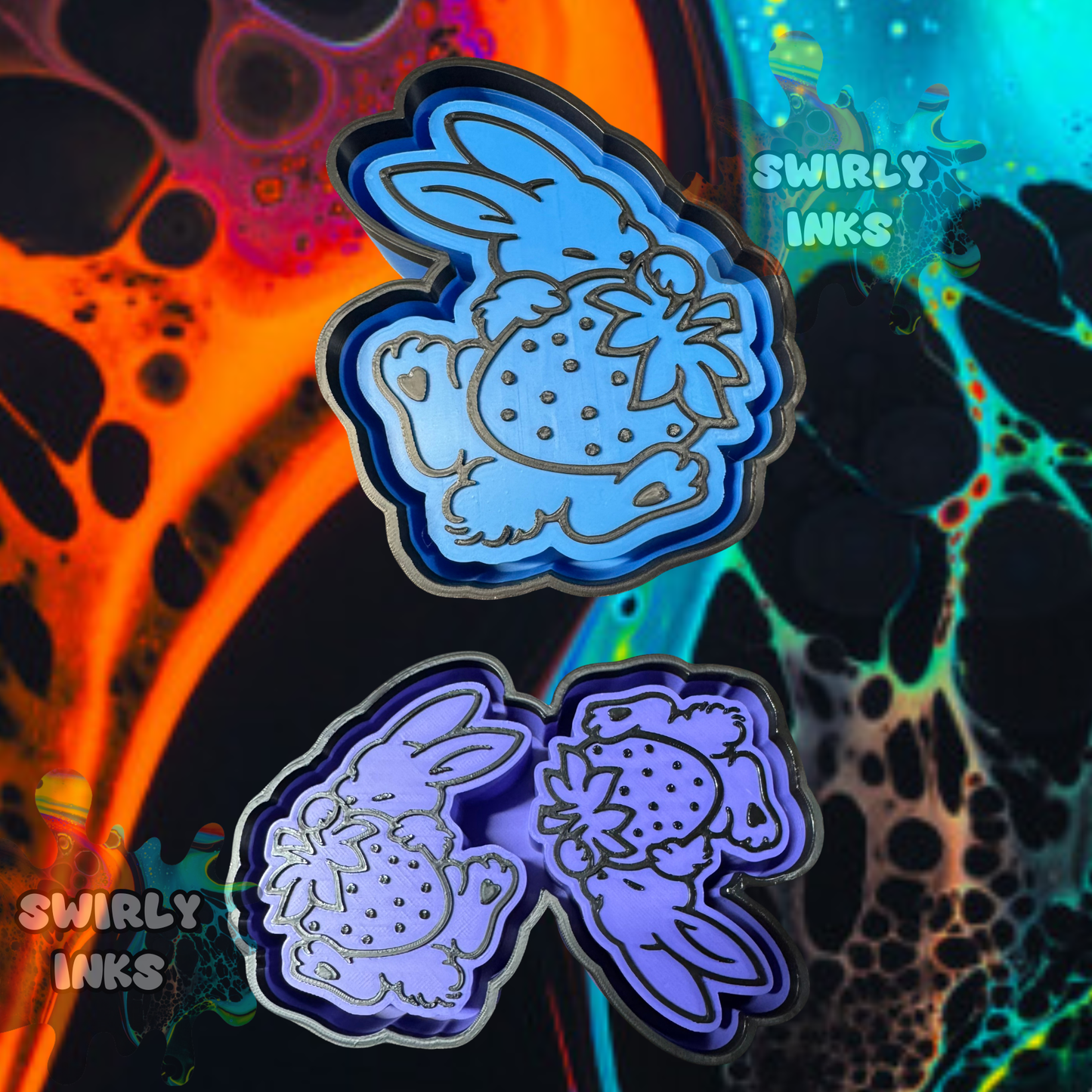 Bunny with Strawberry Set Freshie Mold