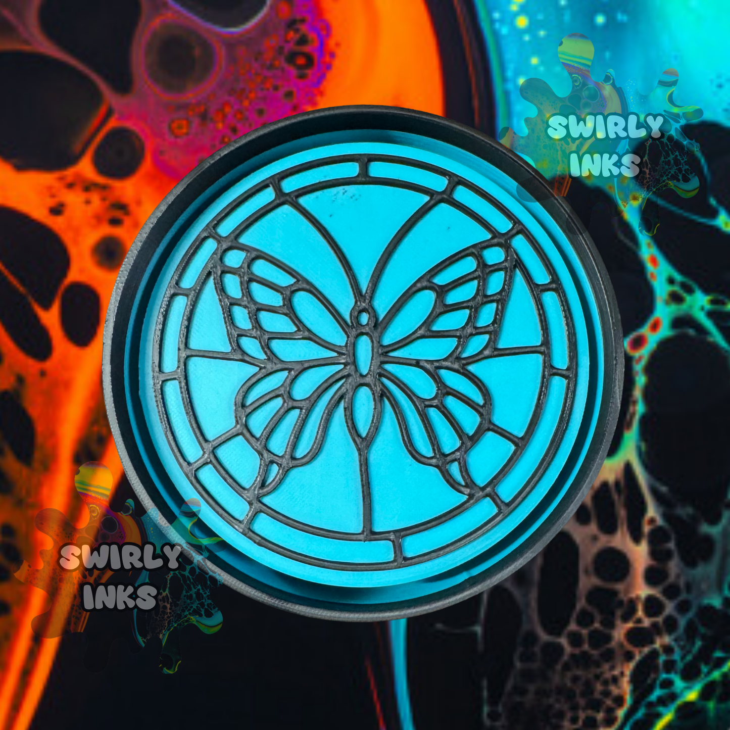 Butterfly Round Stainglass Freshie Mold