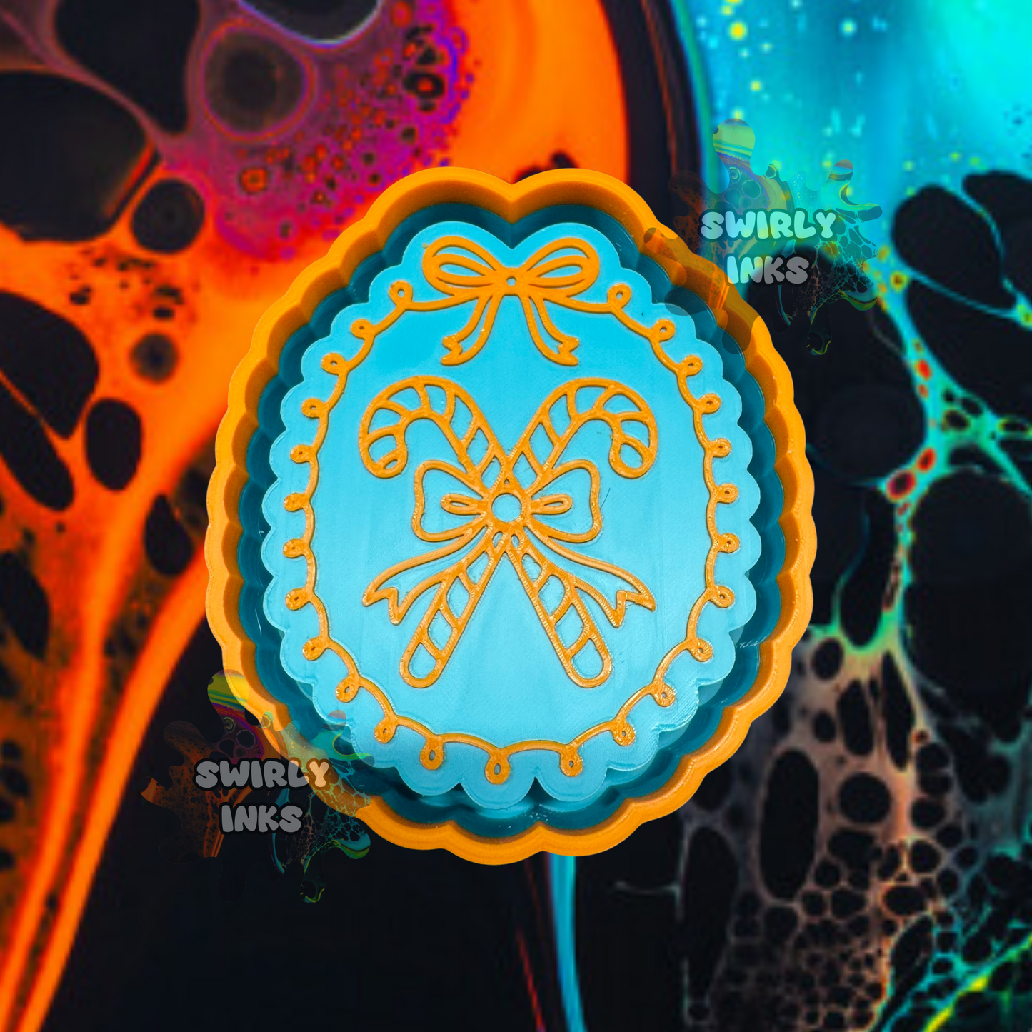 Candy Canes Frame Bow Freshie Mold