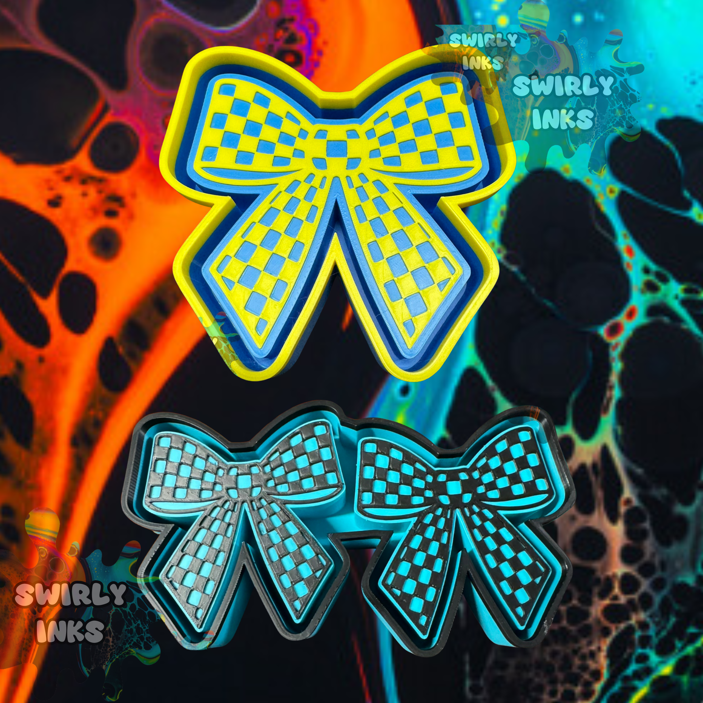 Checkered Bow Set Freshie Mold