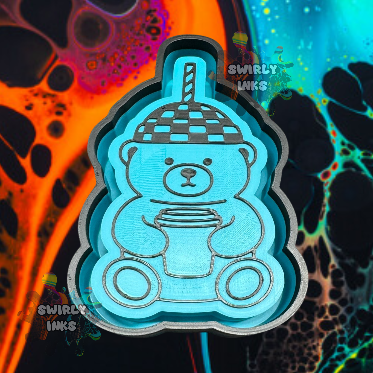 Checkered Cup Bear Freshie Mold