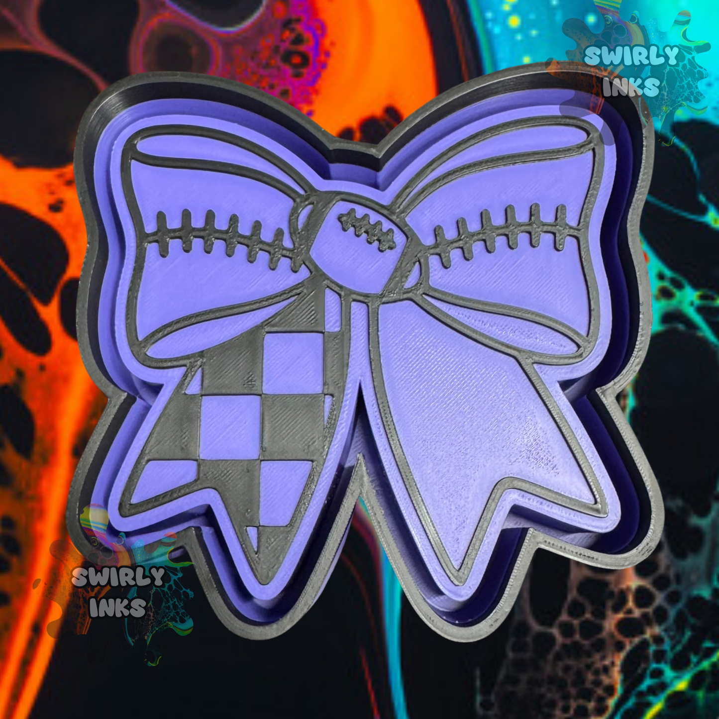 Checkered Football Bow Freshie Mold