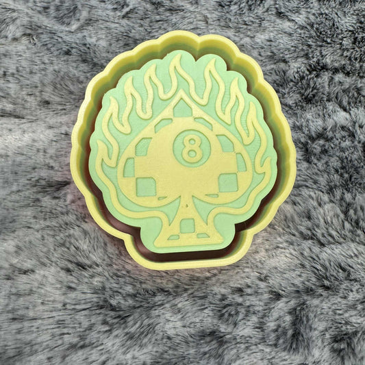 Checkered Spade 8 Ball Flames Freshie Mold