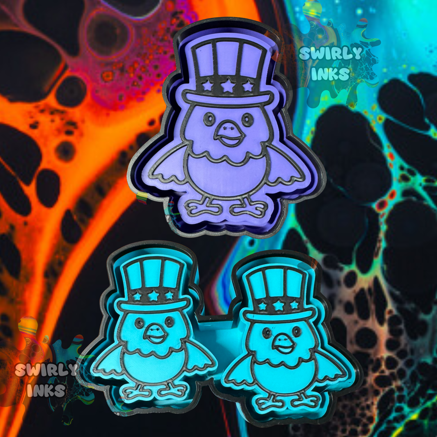 Eagle with Flag Top Hat Set Freshie Mold