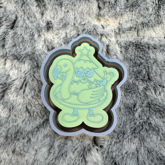 Christmas Tree on Flamingo Float Freshie Mold