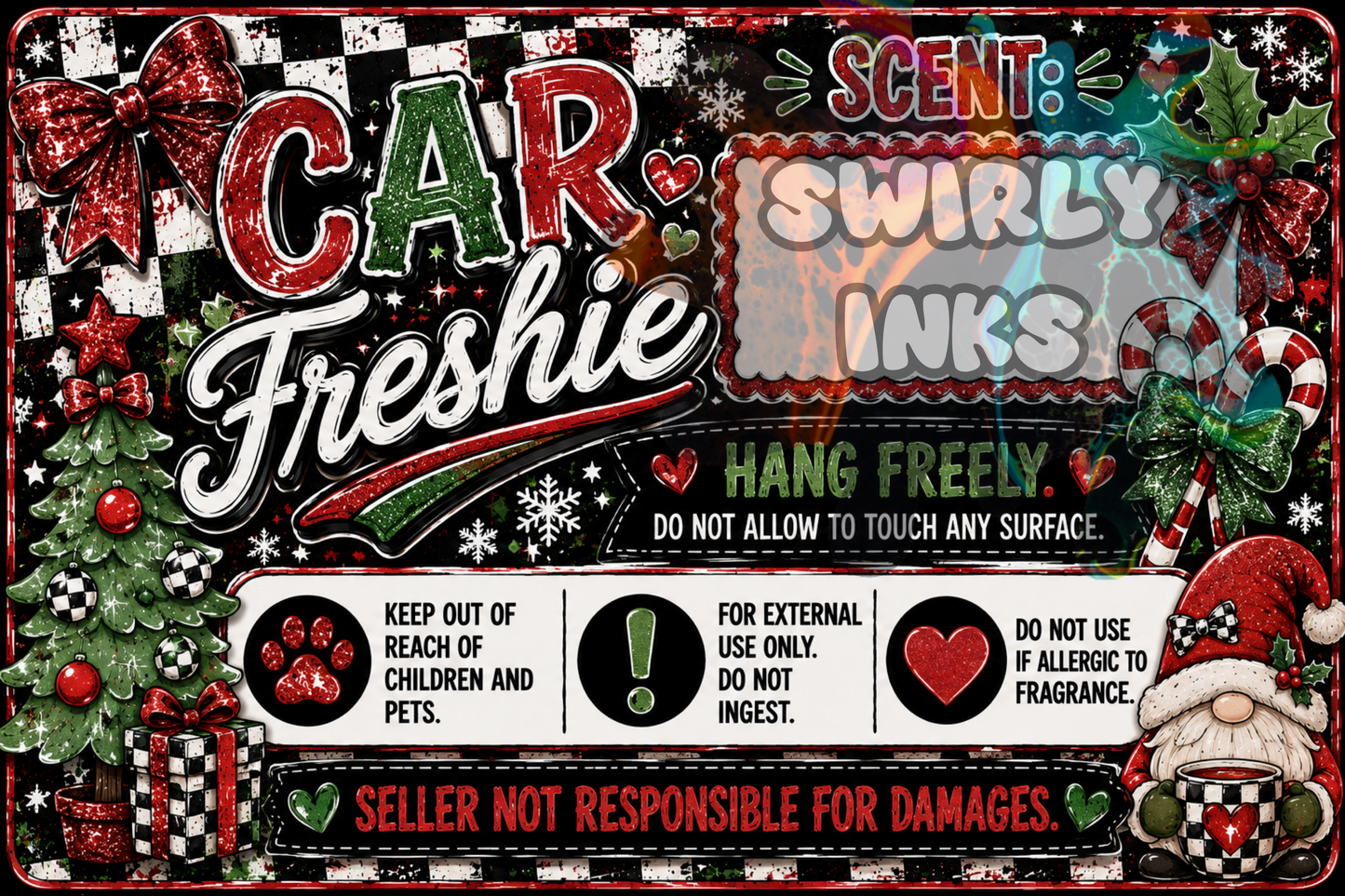 Christmas with Santa Freshie Label 3" x 2" (10)
