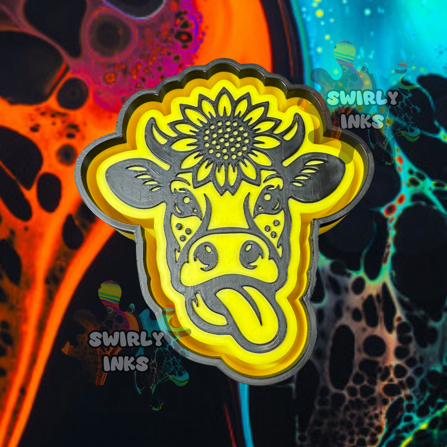 Cow Head with Sunflower Freshie Mold