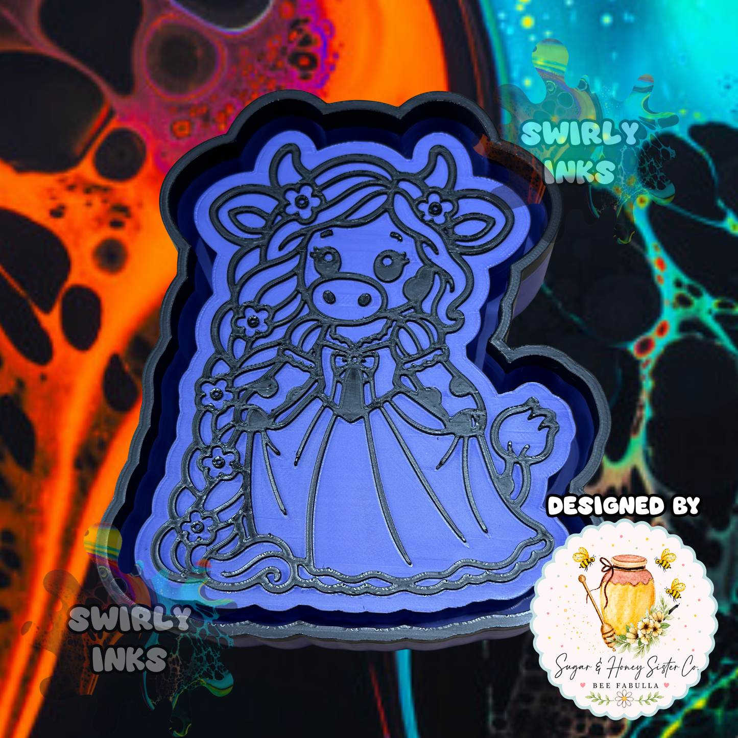 Cow Princess Long Hair Freshie Mold