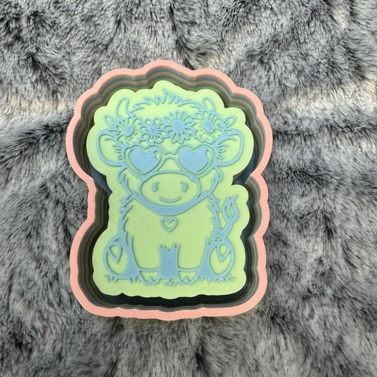 Cow with Flower Crown & Sunglasses Freshie Mold