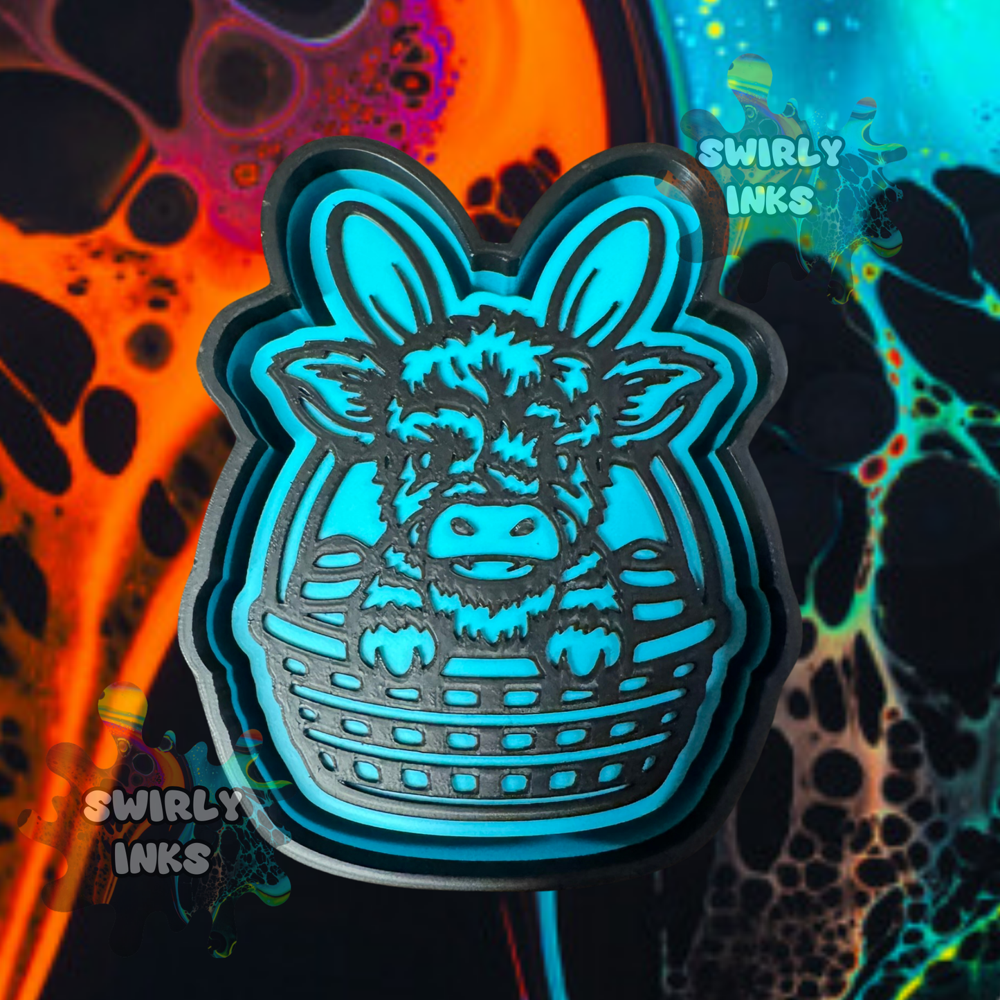 Cow in Basket Freshie Mold