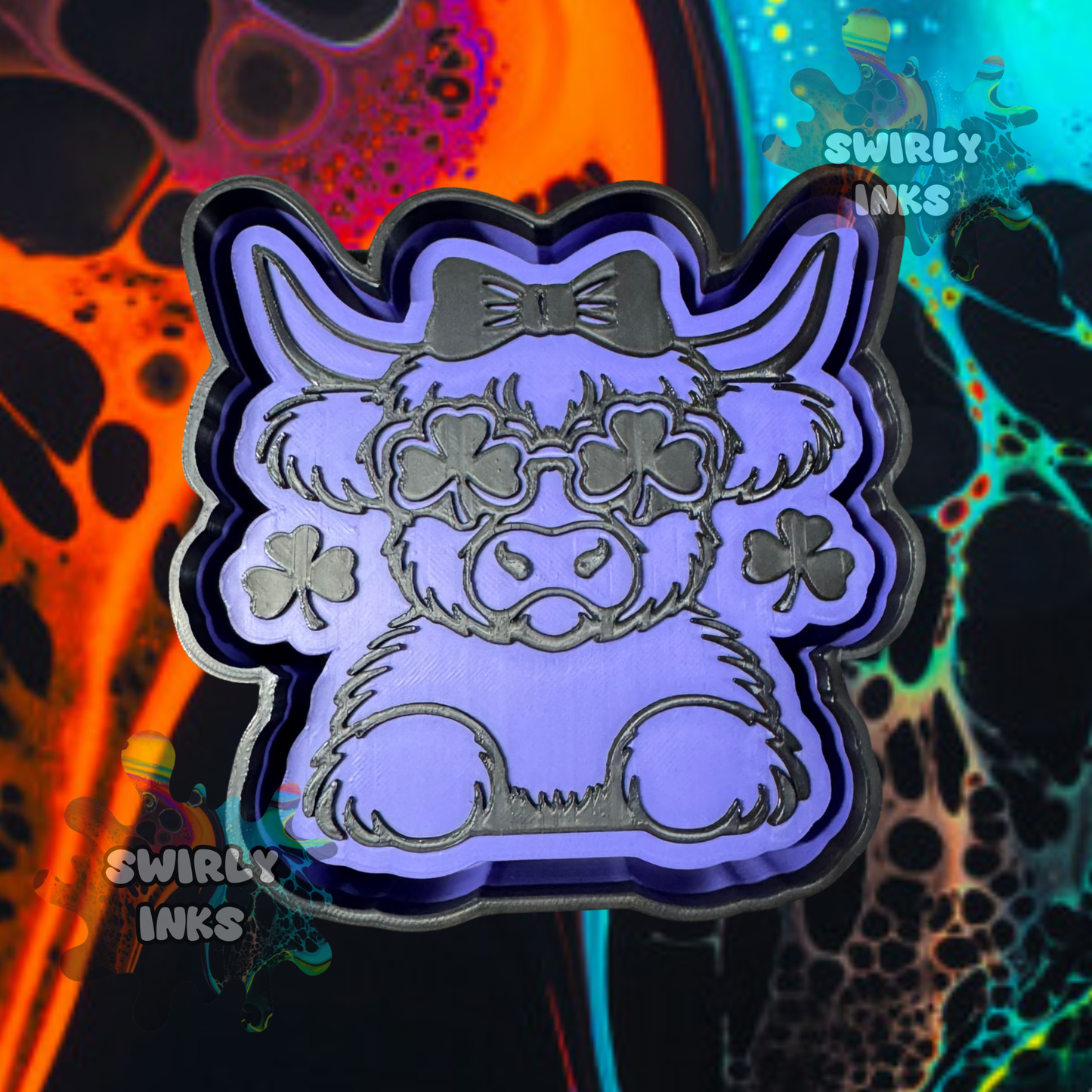 Cow with Clover Glasses Freshie Mold