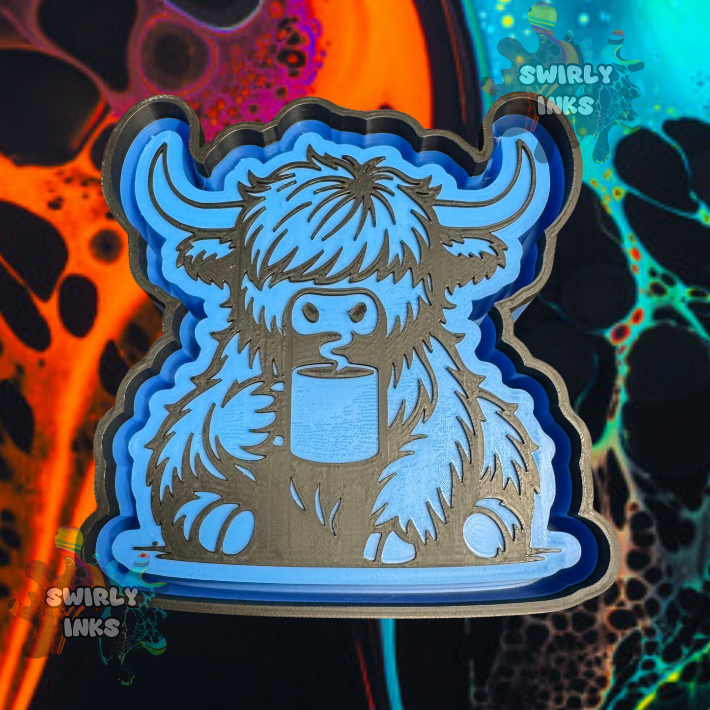 Cow with Coffee Freshie Mold