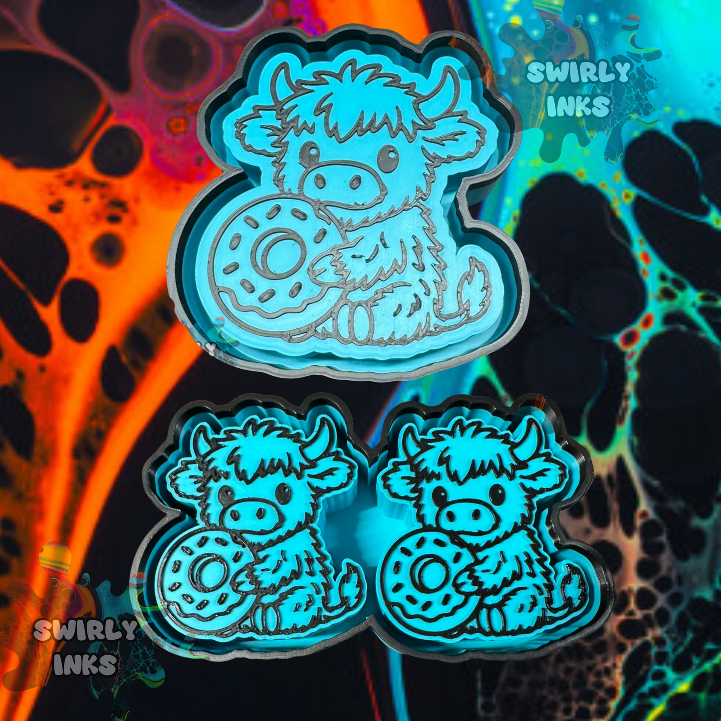 Cow with Donut Set Freshie Mold