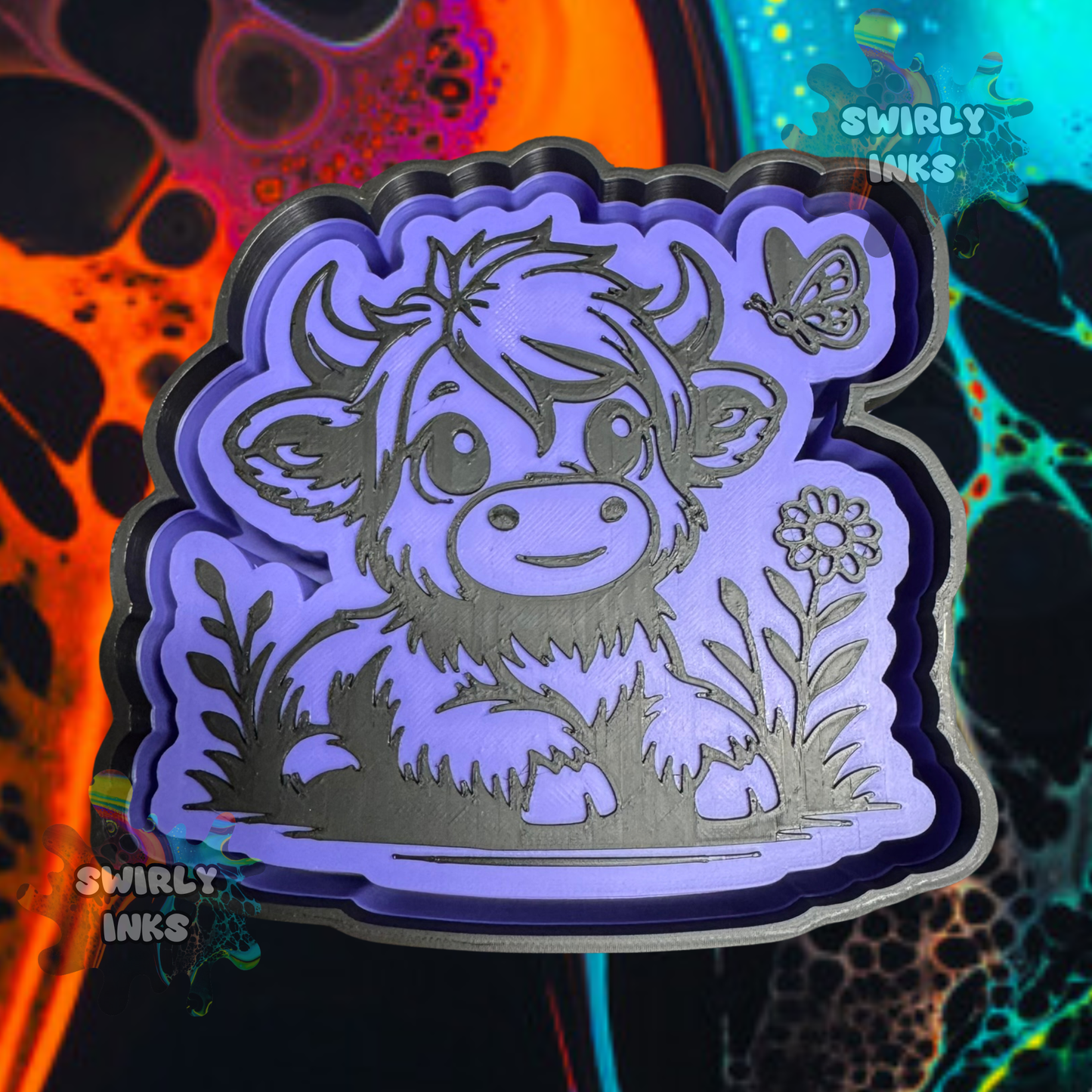 Cow with Flower & Butterfly Freshie Mold