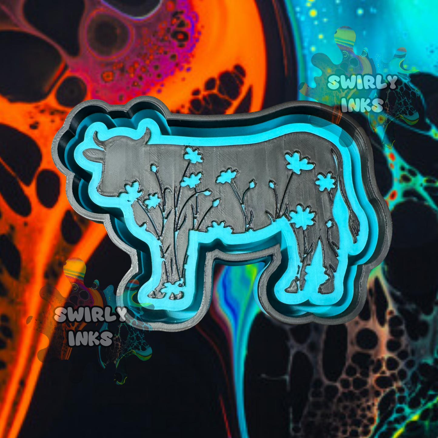 Cow with Flowers Freshie Mold