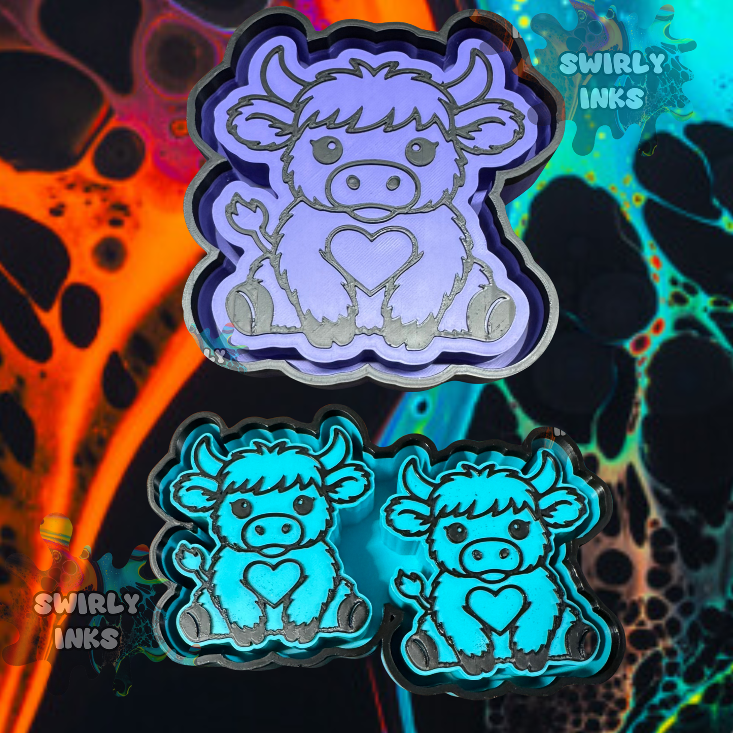 Cow with Heart Set Freshie Mold