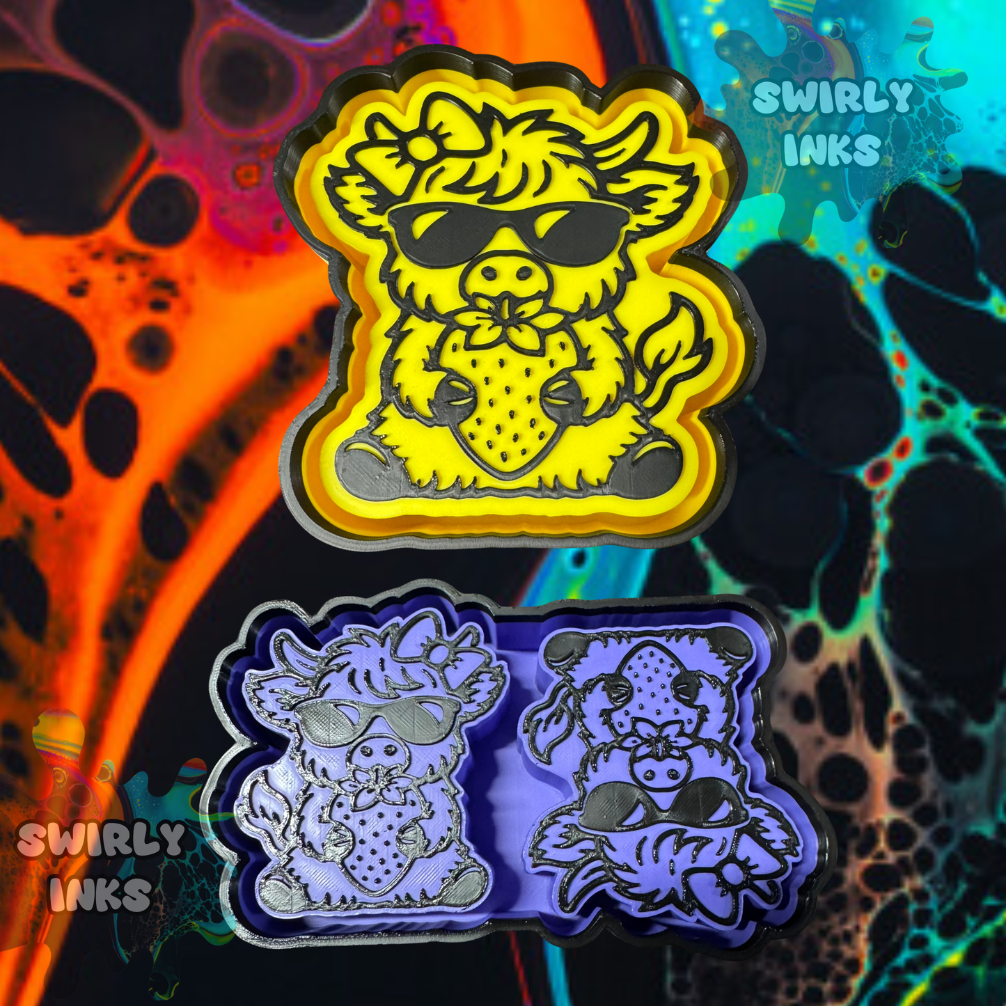 Cow with Strawberry Set Freshie Mold