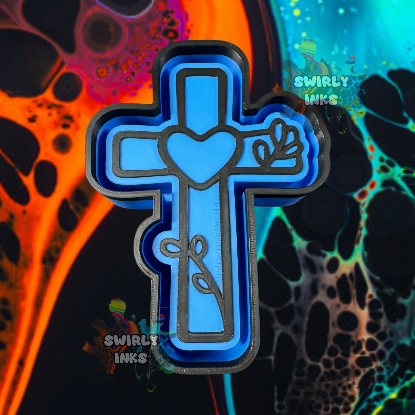 Cross with Heart Freshie Mold