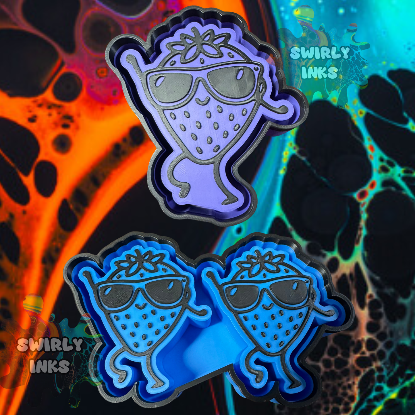 Dancing Strawberry Set Freshie Mold