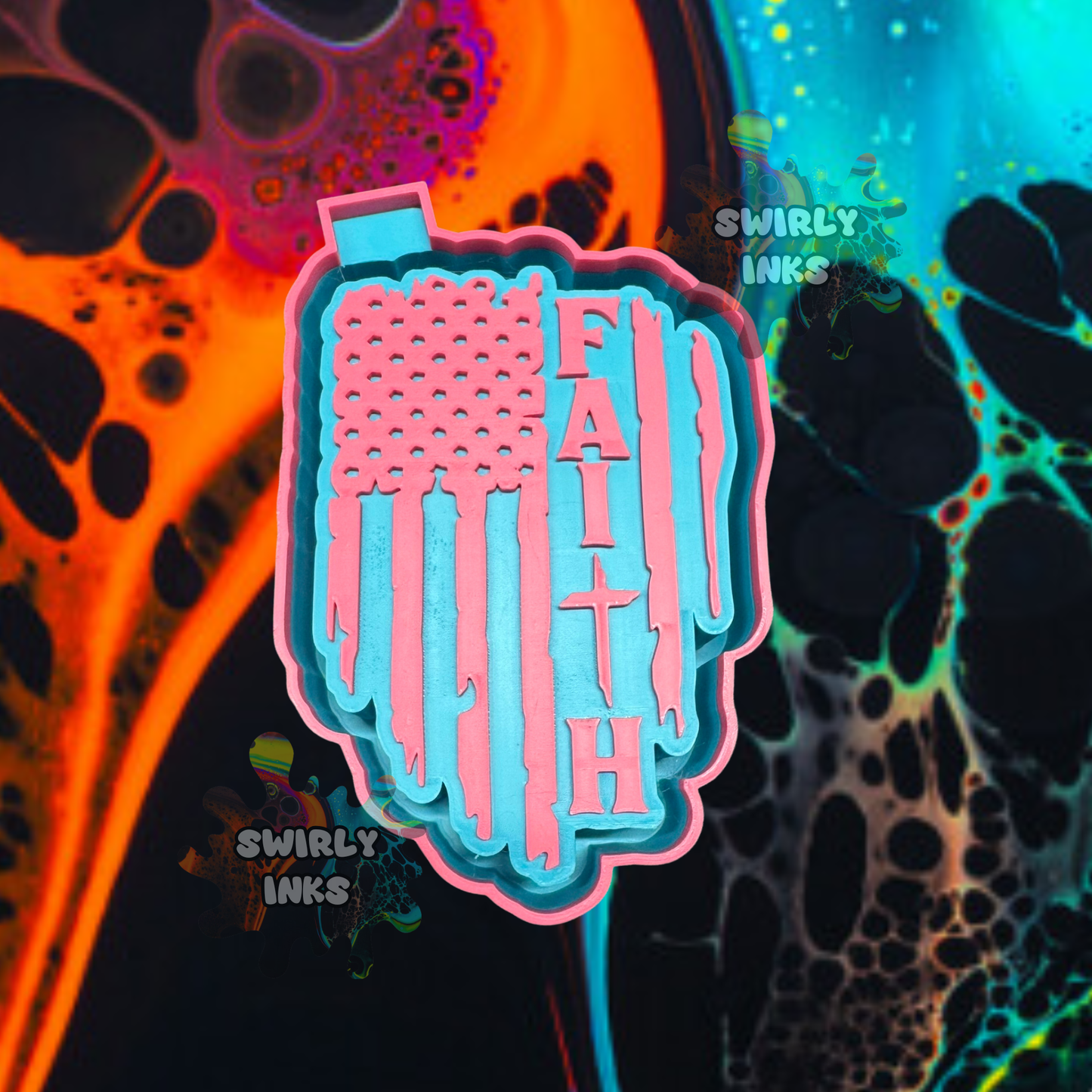 Distressed Flag with Faith Freshie Mold