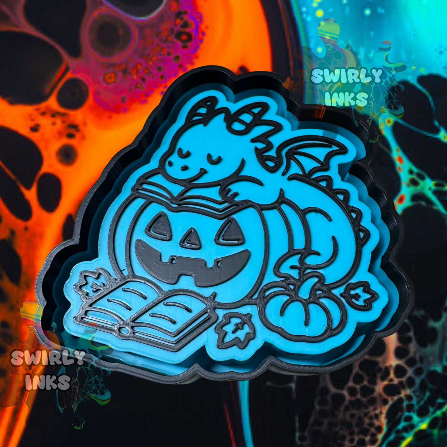 Dragon Reading on Pumpkin Freshie Mold
