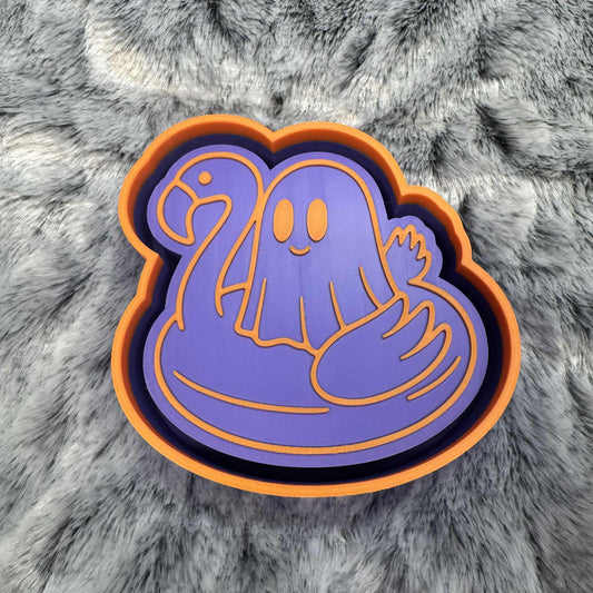 Ghost on Flamingo Float Freshie Mold