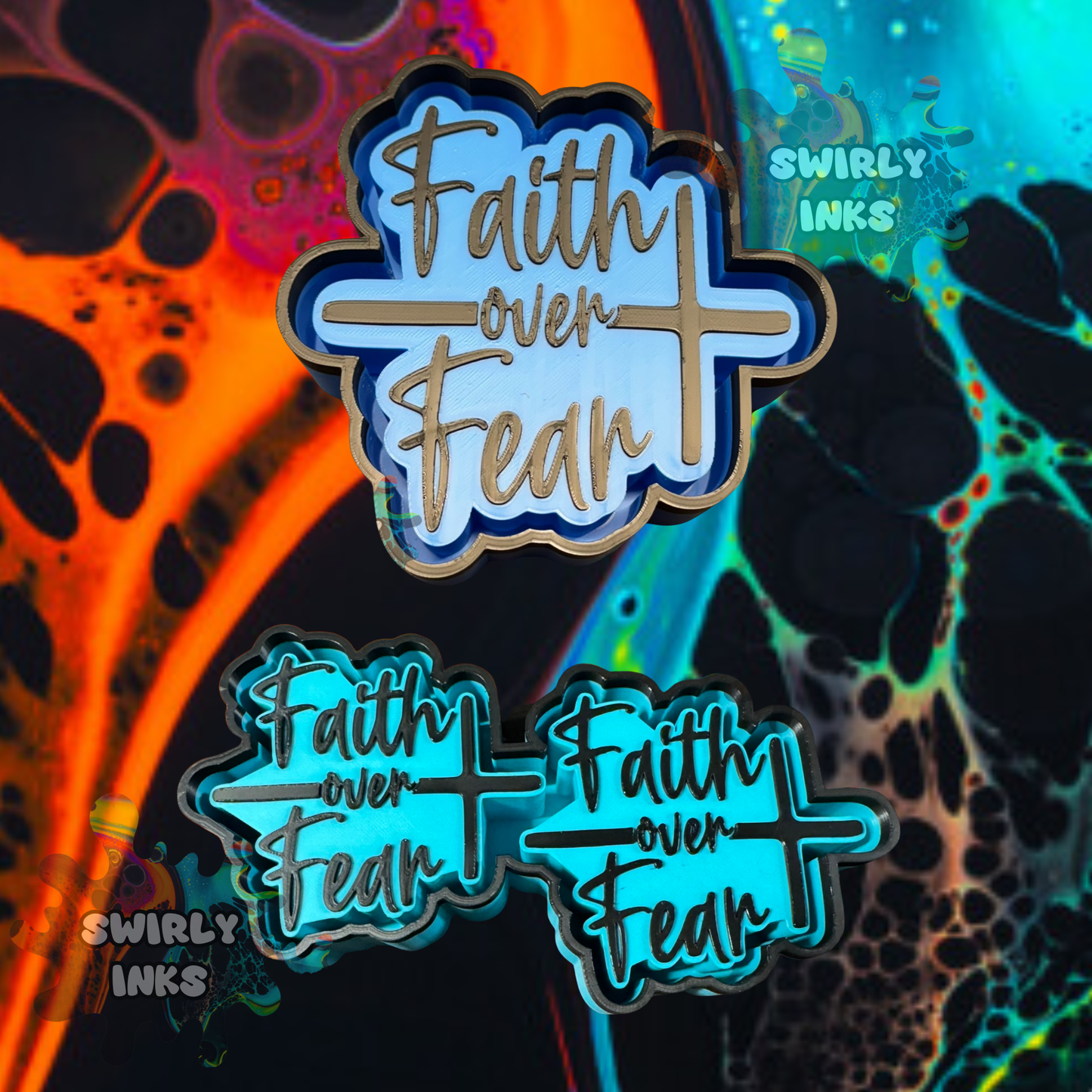Faith Over Fear Cross Set Freshie Mold