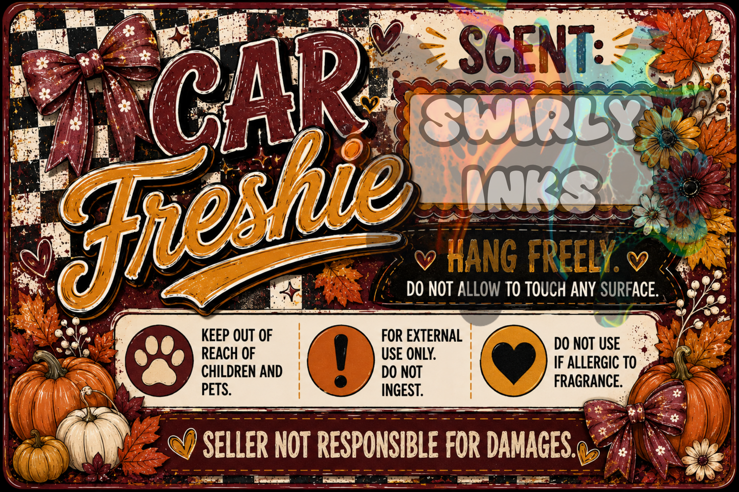 Fall with Pumpkins Freshie Label 3" x 2" (10)
